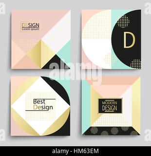 Set of elegant geometric banner template design, vector illustration. Applicable for Covers, Voucher, Posters, Flyers and Banner Designs. Stock Vector