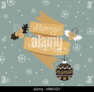 Merry Christmas Greeting Card with lettering. Vector illustration. Stock Vector