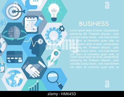 Business concept with flat icons, vector illustration. Stock Vector