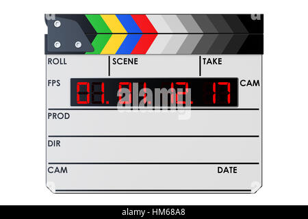 Digital movie clapper board, clapperboard. 3D rendering isolated on white background Stock Photo