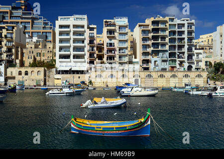 traditional maltese fishing boat malta colourful colorful vessel boats fish food livelihood Mediterranean sea ocean RM World Stock Photo