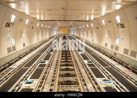 Empty cargo compartment, cargo plane, Boeing B 747 Stock Photo - Alamy