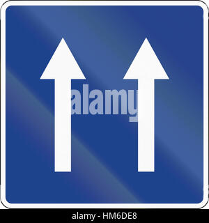 Road sign used in Spain - Two lanes one-way road. Stock Photo