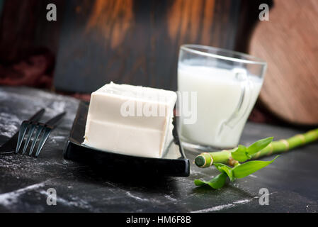 Classik tofu cheese on the kitchen table Stock Photo