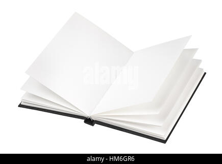 Open black book cover isolated on white background Stock Photo