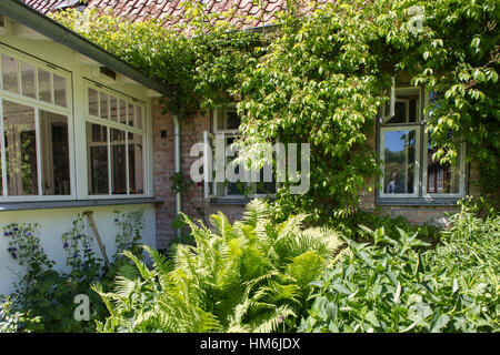 cottage, view to the glazed veranda, the island of Rügen, Stock Photo