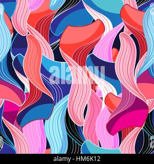 Abstract seamless graphic pattern of different interesting waves Stock Vector