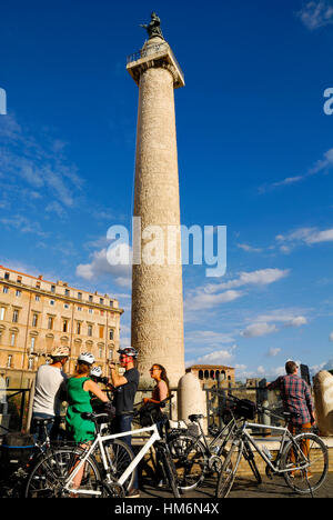 ROMAN FORUM AND TRAJAN'S COLUMN, ROME'S HISTORIC CENTER, ITALY. Stock Photo