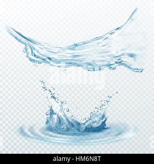 Transparent water splashes, drops isolated on transparent background. Vector illustration EPS10 Stock Vector