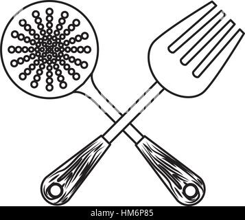 figure skimmer with big fork tools, vector illustration Stock Vector