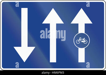 Road sign used in Spain - Bike path or cycle path attached to the road. Stock Photo