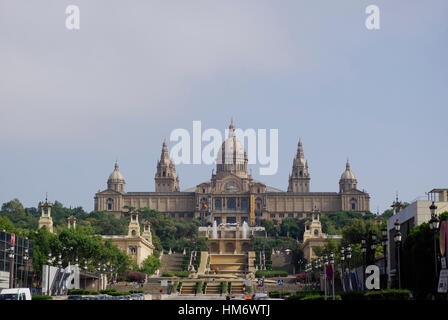BARCELONA,ES - CIRCA JULY, 2008 -  View of the National Arts Museum, one of the biggest museums in Barcelona also known for the fountains show. Stock Photo