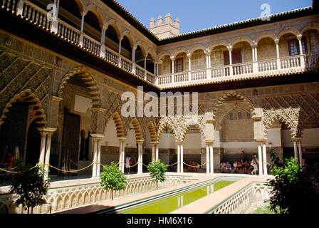 SEVILLA,ES - CIRCA AUGUST, 2008 - Views of the Alcazar Palace in Sevilla. The Alcazar, with the Alhambra in Granada, is the best example of the mooris Stock Photo