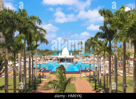 Point of view from the backyard of Riu palace in Aruba Stock Photo