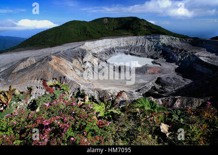 Crater of Poás Volcano, Alajuela, Costa Rica Stock Photo