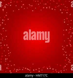 Romantic red heart background. Vector illustration for holiday design. Many flying hearts on red background. For wedding card, valentine s day greetin Stock Vector