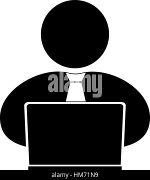 people with computer, person with laptop icon. One of set web icons Stock Vector