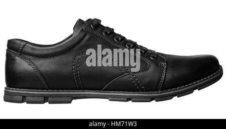 Black men's shoe side view on a white background Stock Photo