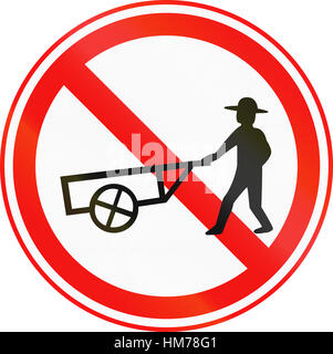 Obsolete Korean Traffic Sign - No Thoroughfare for Handcarts. Stock Photo