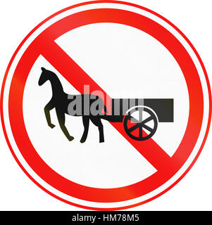 Obsolete Korean Traffic Sign - No Thoroughfare for Oxcarts and Horse drawn carts. Stock Photo