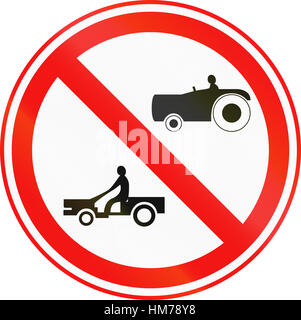 Obsolete Korean Traffic Sign - No Thoroughfare for Tractors and Rotary tillers. Stock Photo