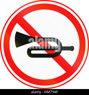 Obsolete Korean Traffic Sign - No horn honking. Stock Photo