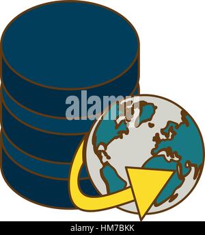 database globe connections network design, vector illustration icon Stock Vector