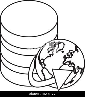 figure database globe connections network design, vector illustration icon Stock Vector