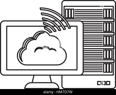 figure database hosting and tuning connecting image, vector illustration Stock Vector