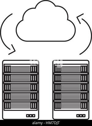 figure server banner shared web gosting icon, vector illustration Stock Vector