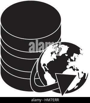 black database globe connections network design, vector illustration icon Stock Vector