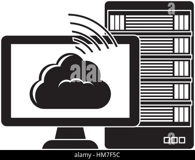 black database hosting and tuning connecting image, vector illustration Stock Vector