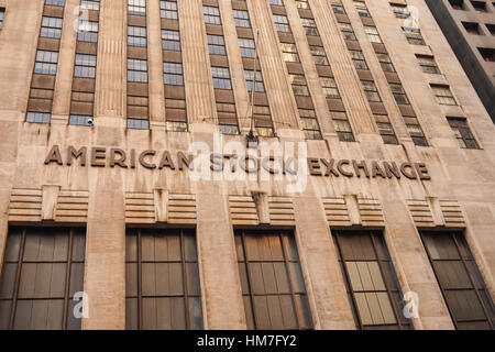 American Stock Exchange, NYSE Amex, 86 Trinity Pl, New York, NY 10006, USA Stock Photo