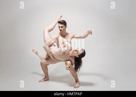 Creative dance couple expressing talent during the rehearsal Stock Photo