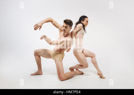 Creative slim ballet dancers demonstrating their ideas Stock Photo