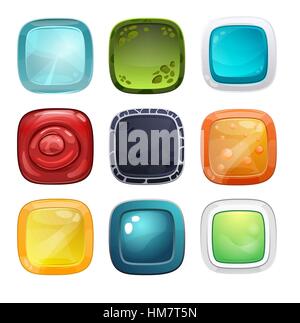 Set of bright buttons for game or web design Stock Vector