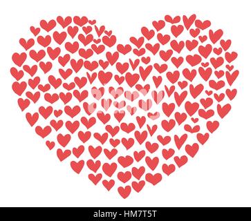Scribbled hearts forming a big heart shape Stock Vector