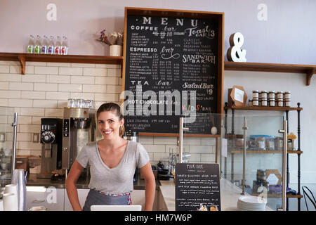 Woman Behind The Counter Of Sandwich Bar Looking To Camera Stock Photo,  Picture and Royalty Free Image. Image 71213517.