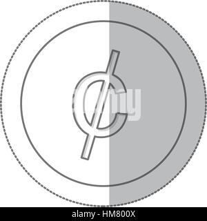 middle shadow monochrome circle with currency symbol of cent vector illustration Stock Vector