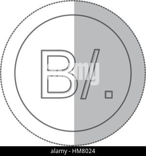 middle shadow monochrome circle with currency symbol of balboa panama vector illustration Stock Vector