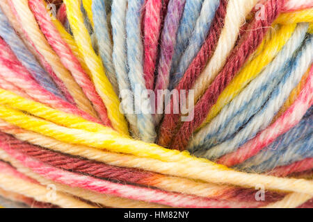 Closeup of a multicolred ball of wool Stock Photo