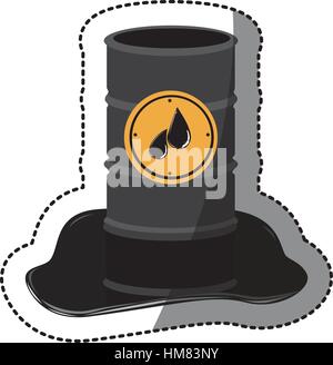 sticker metallic barrel with petroleum vector illustration Stock Vector
