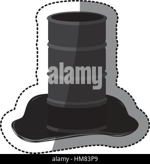 sticker metallic barrel with petroleum vector illustration Stock Vector