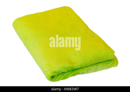 green folded towel isolated over white background, object ready for your disign Stock Photo