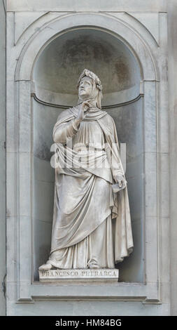 Florence, Italy, more than 100 hundred years Francesco Petrarca statue Stock Photo