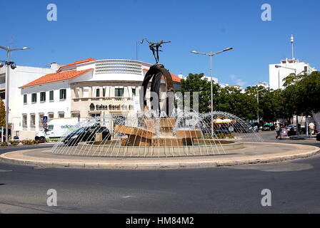 Fountain in centre of Loule Portugal Stock Photo