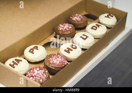 Cupcakes with Happy Holidays Stock Photo