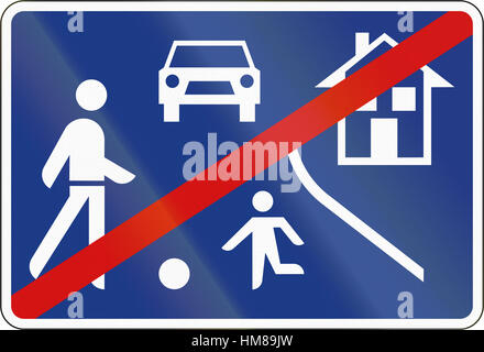 Road sign in Slovenia - End Home Zone. Stock Photo