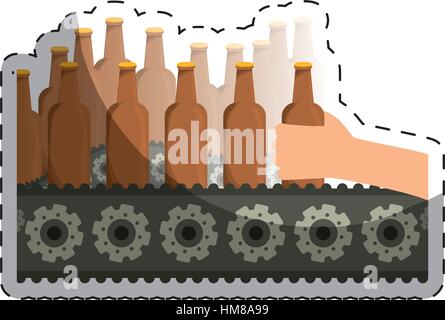 Bottles of beers in the factory icon image, vector illustration Stock Vector