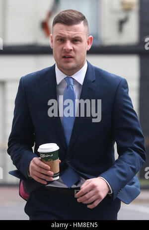 Footballer Anthony Stokes arrives at Dublin's Circuit Criminal Court for a sentencing hearing for assaulting an Elvis impersonator in a nightclub. Stock Photo